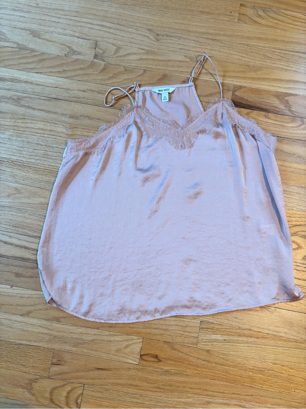 Nine West Lace-Trim Satin Cami Tank - Blush Pink